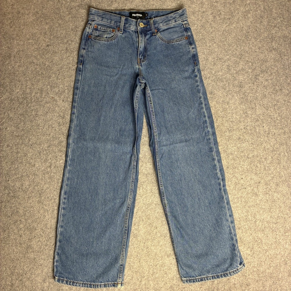 RSQ Baggy Jeans Women 14 28x27 Blue Good Wide Leg Denim Relaxed Fit Streetwear